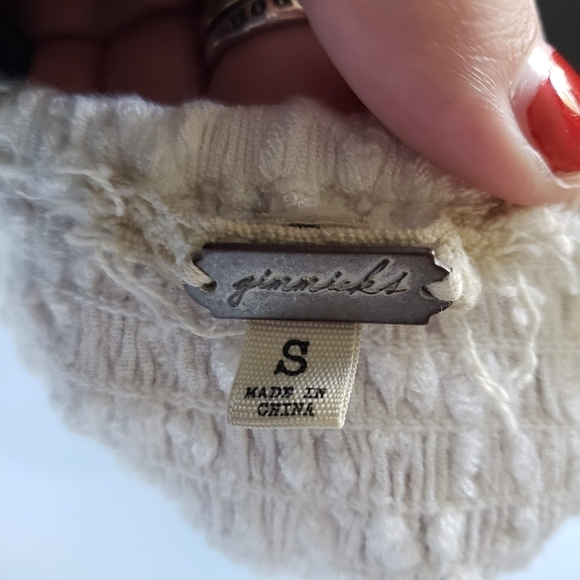 Gimmicks BKE Buckle Small White Crop Top Quarter Sleeve Blouse Boho Girly - Picture 7 of 7